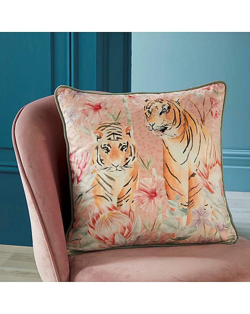 Tropical leopard Printed Velvet Cushion