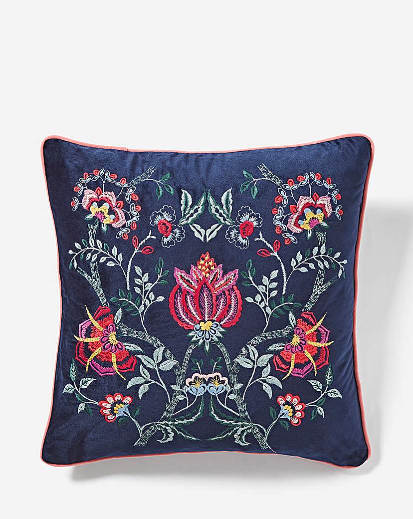 Estelle Embroidered Velvet Cushion