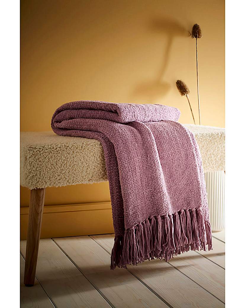 Soft Chenille Fringed Throw