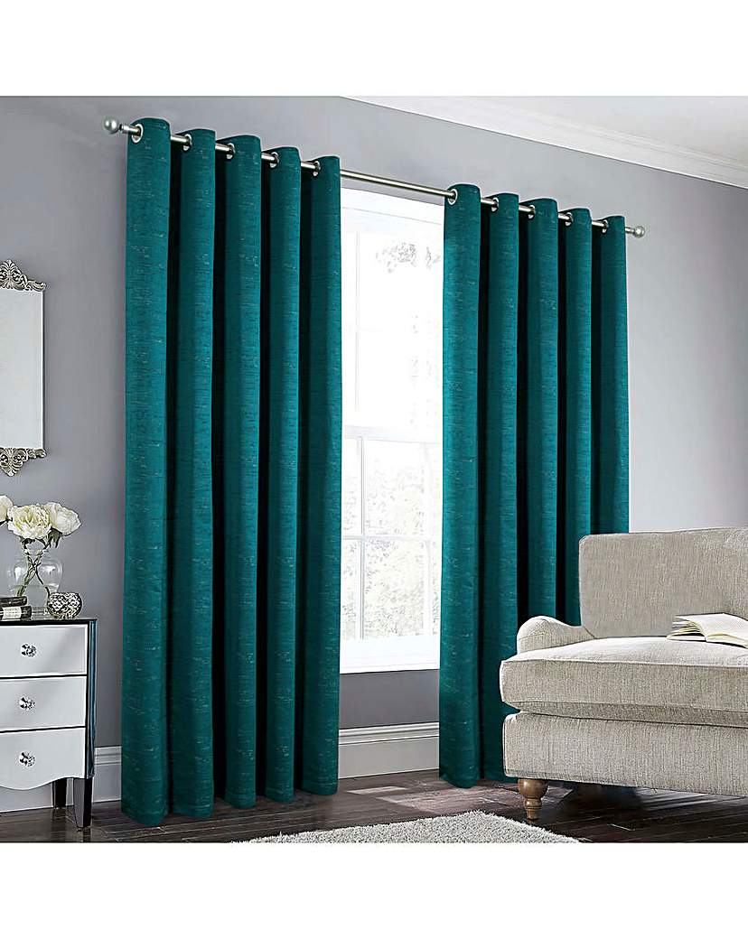 Rowan Jacquard Eyelet Curtains - Teal