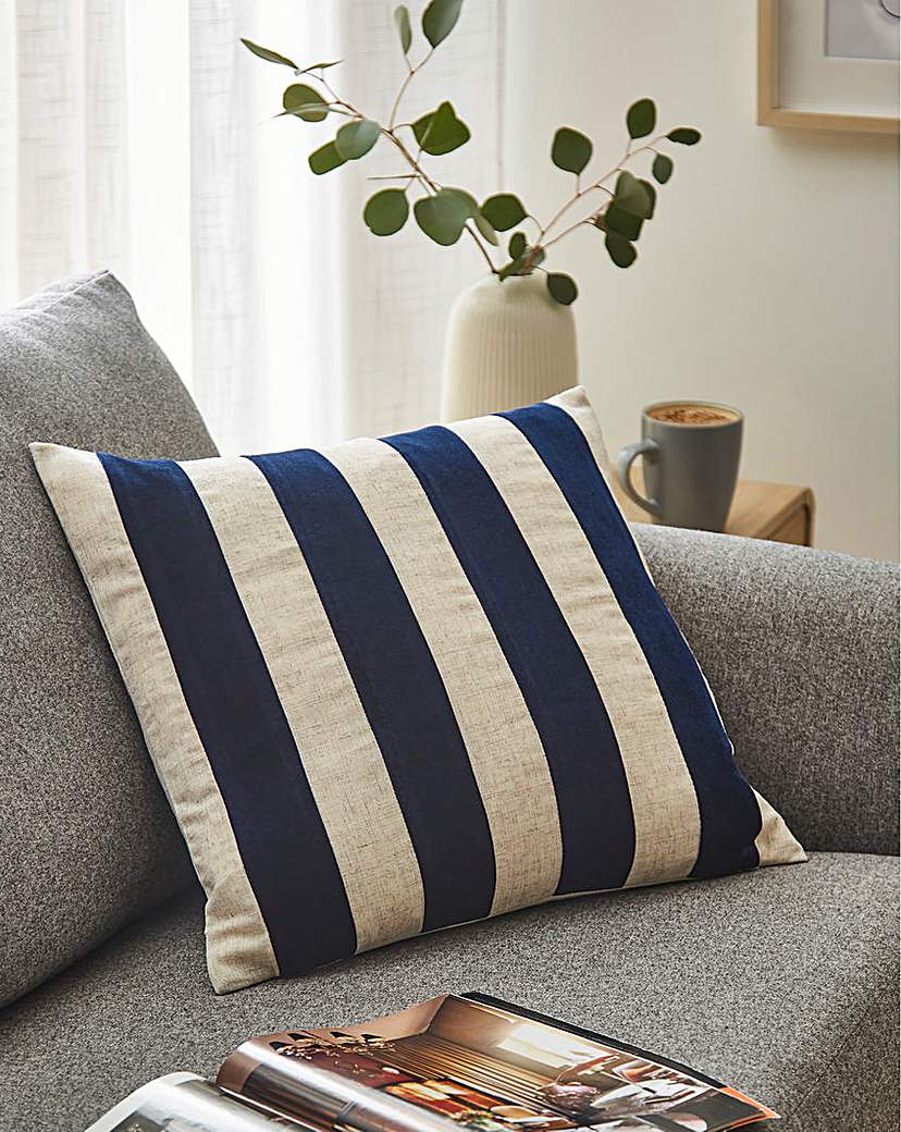 Flocked Stripe Cushion - Navy