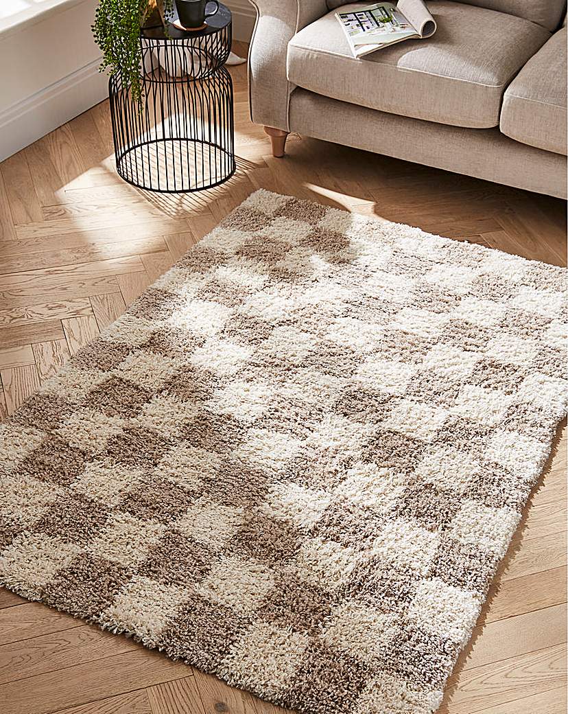 Nomad Shaggy Chequerboard Cosy Rug