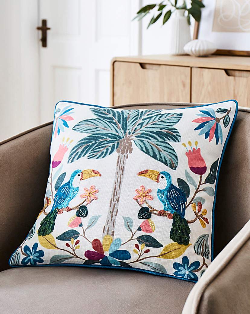 New In - Paradise Tropical Birds Cushion