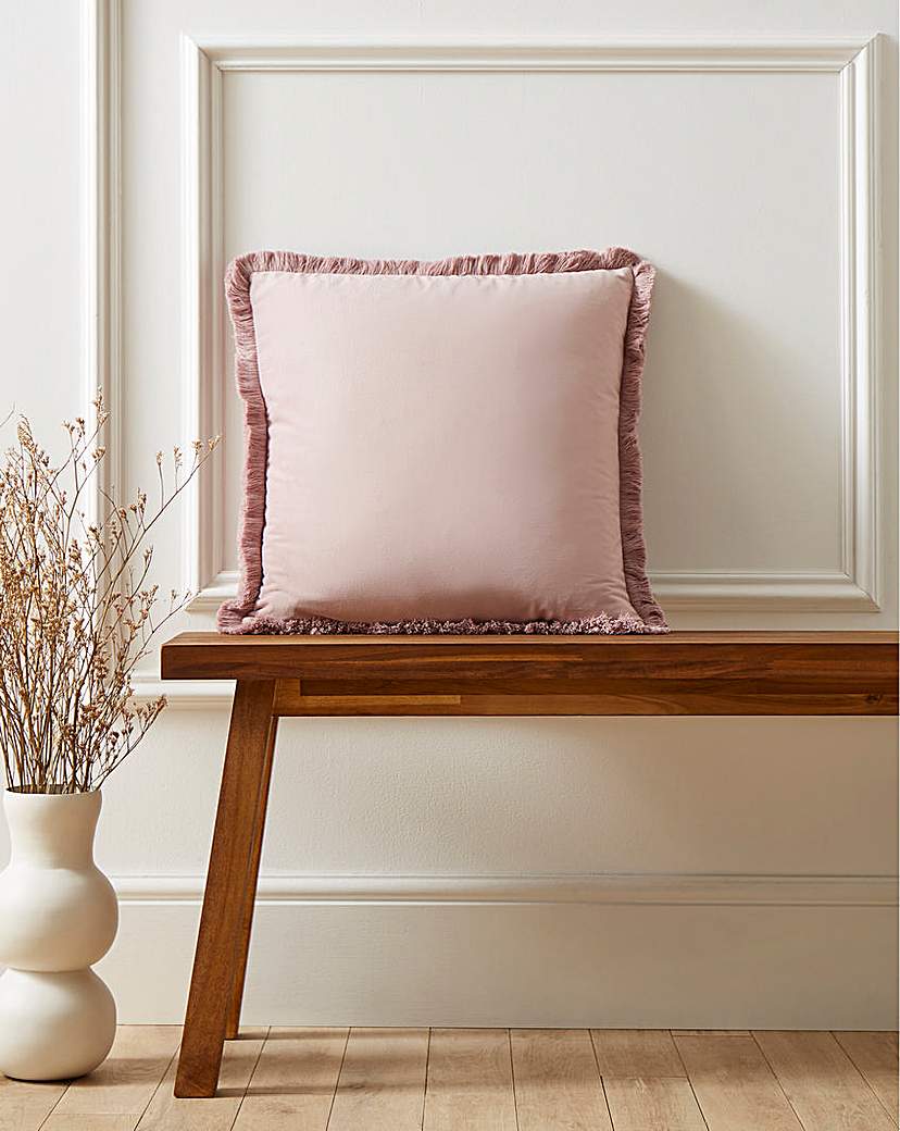 Luxe Velvet Fringed Cushion - Heather