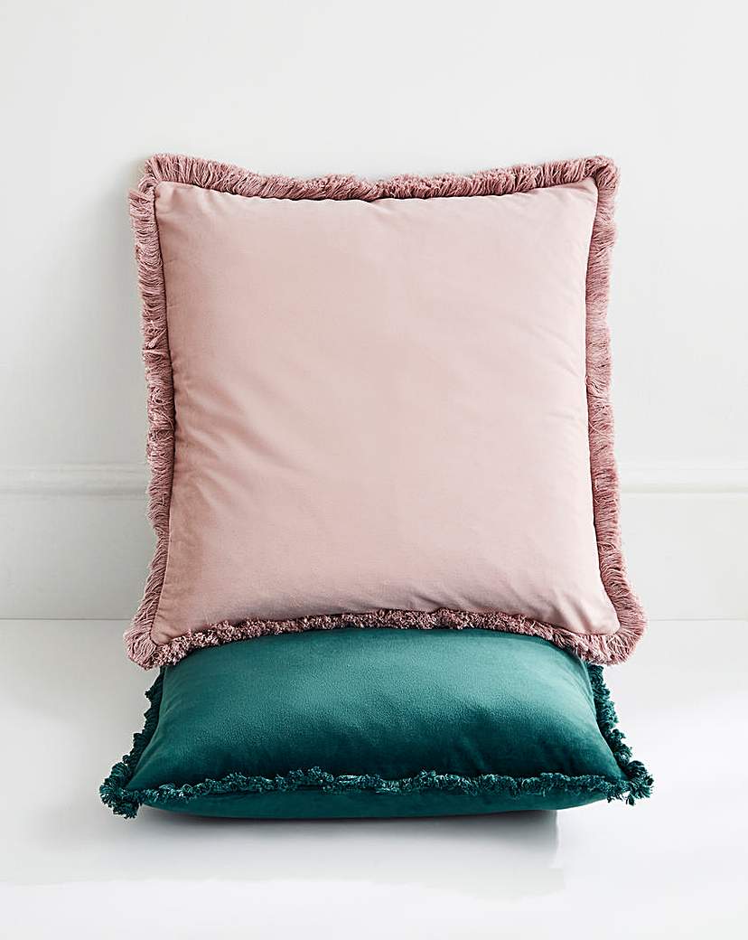 Luxe Velvet Fringed Cushion Heather - Joanna Hope - Size: 45X45