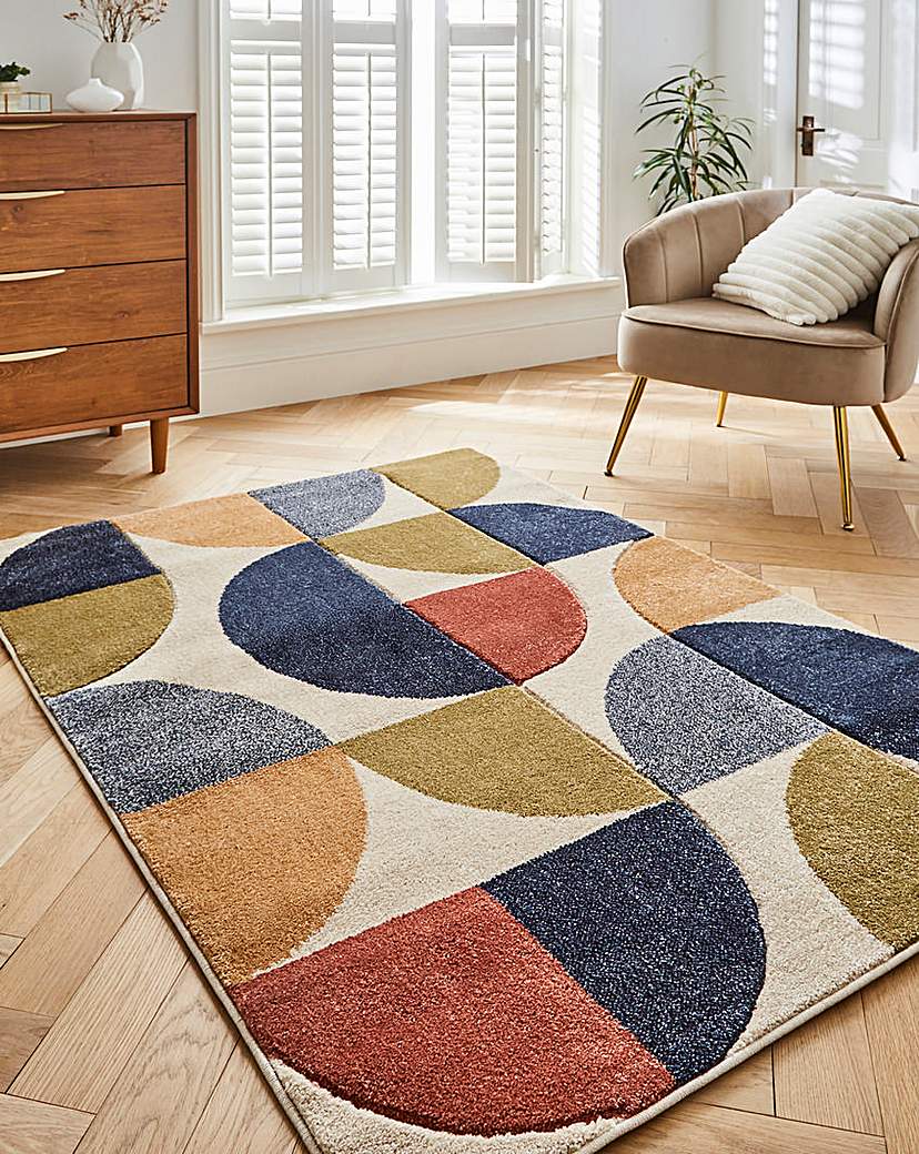 New In - Sara Carved Multicoloured Geo Rug