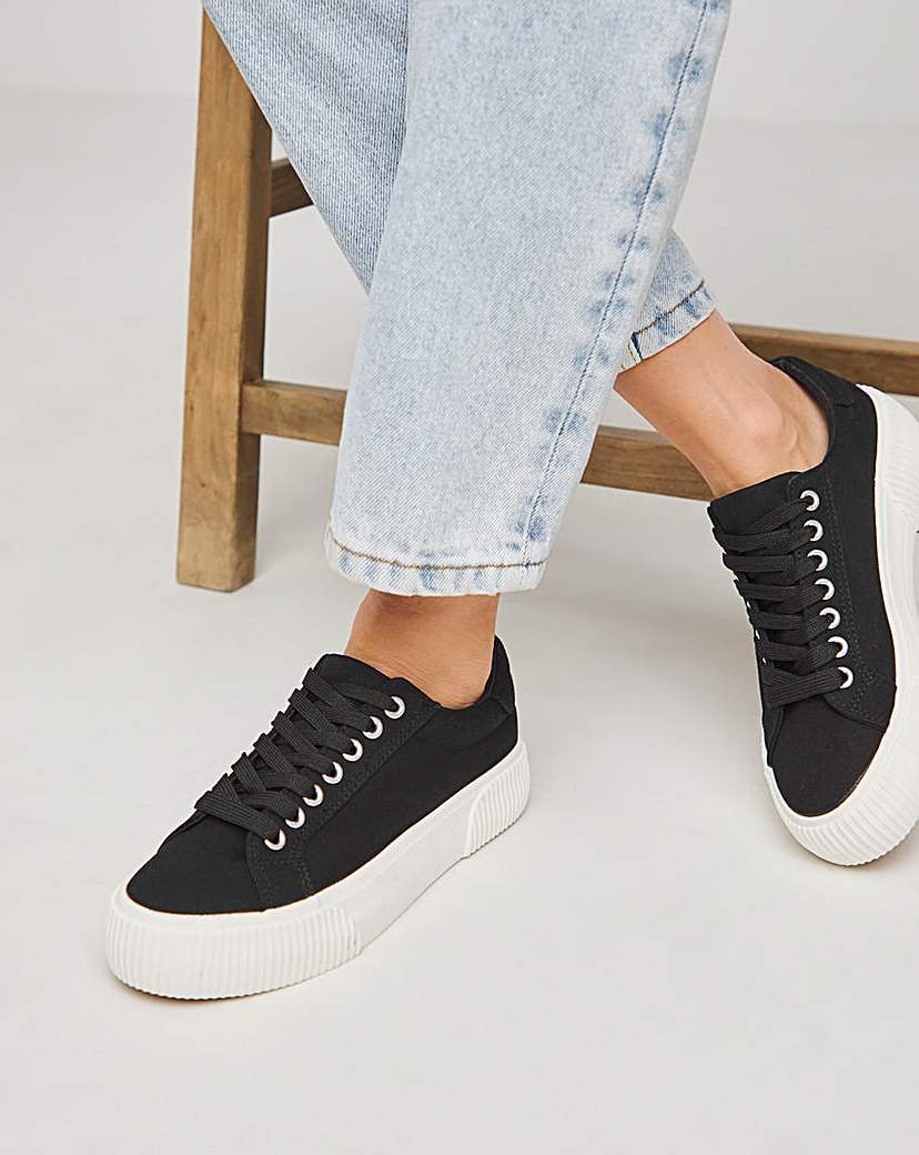 Canvas Trainer Chunky Ribbed Sole Wide