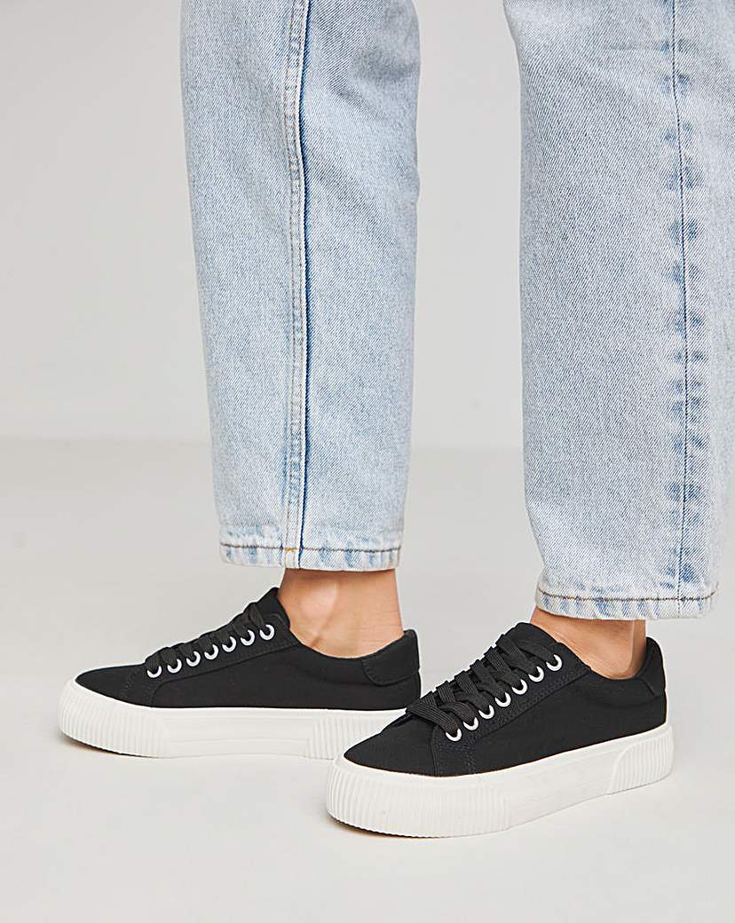 Canvas Trainer Chunky Ribbed Sole Wide