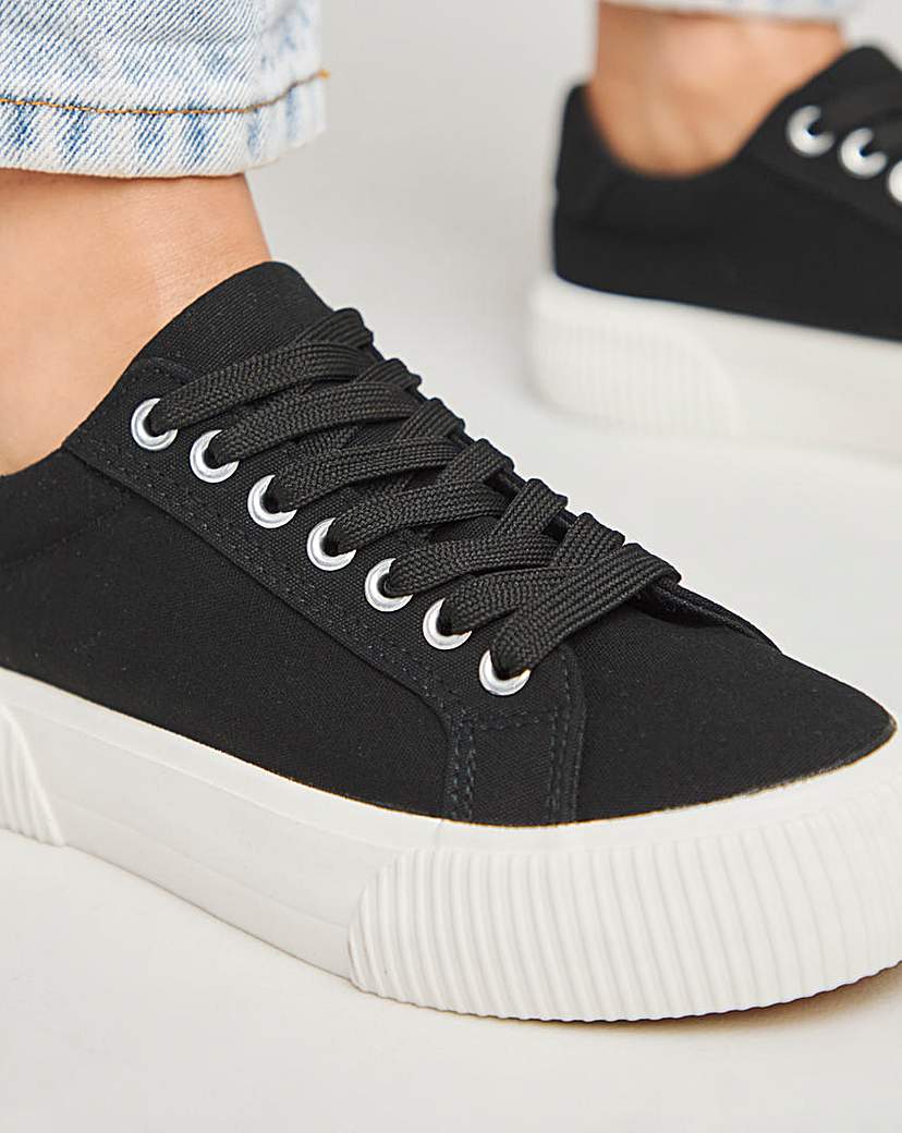 Canvas Trainer Chunky Ribbed Sole Wide