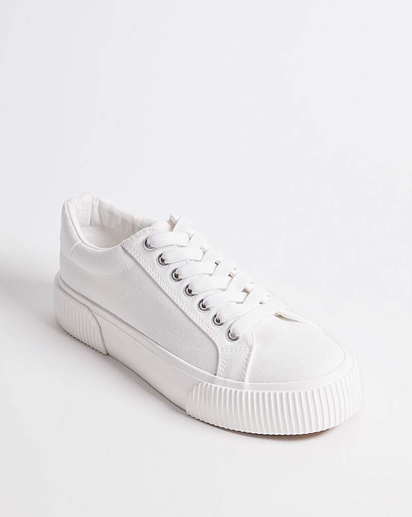 Canvas Trainer Chunky Ribbed Sole Wide