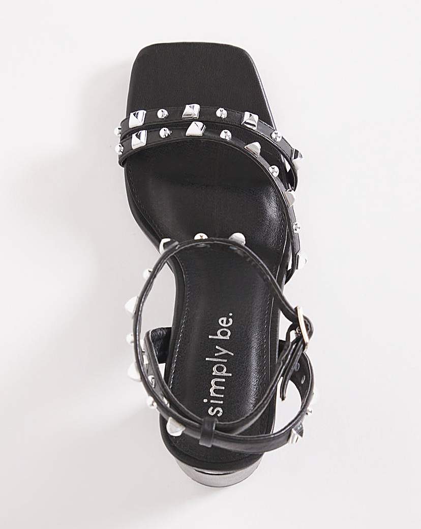 Asymmetric Stud Heel Sandals Wide