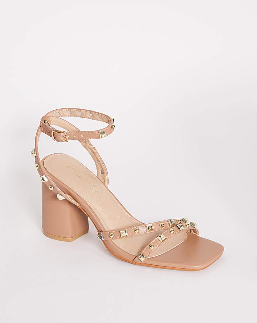 Asymmetric Stud Heel Sandals Ex Wide