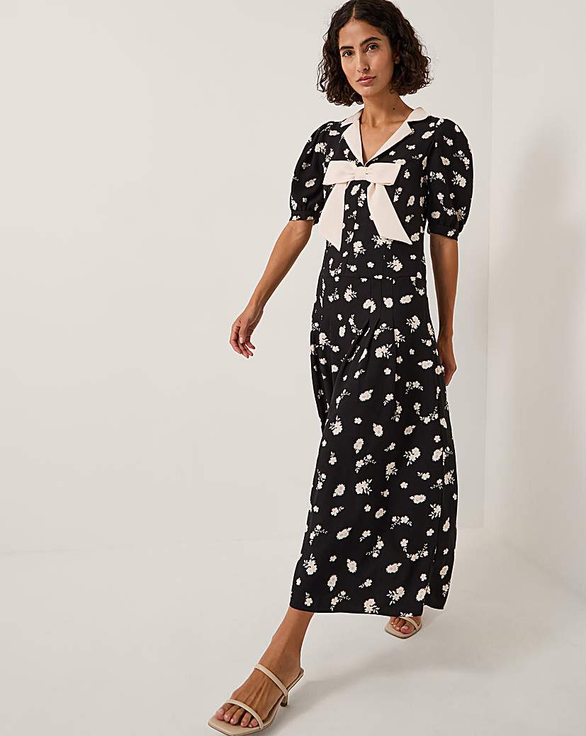 New In - Monsoon Mabli Floral Bow Midi Tea Dress