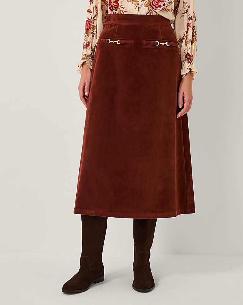 New In - Monsoon Lana Suedette Midi Skirt