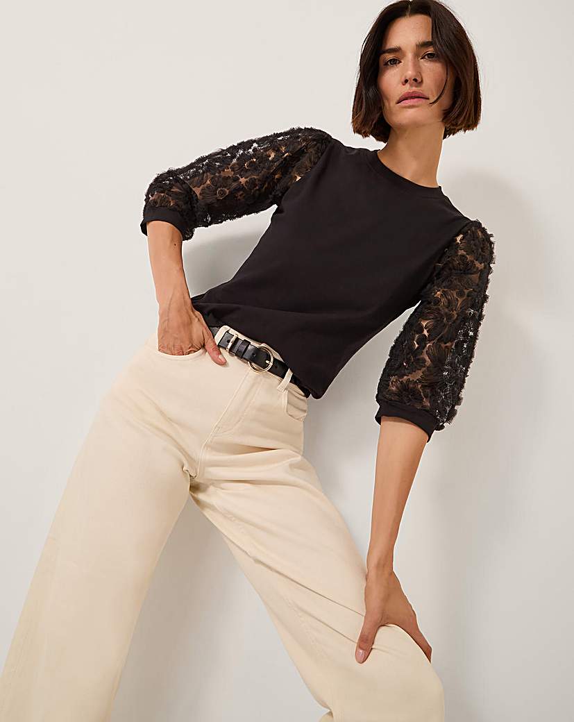New In - Monsoon Flavia Sheer Sleeve Top