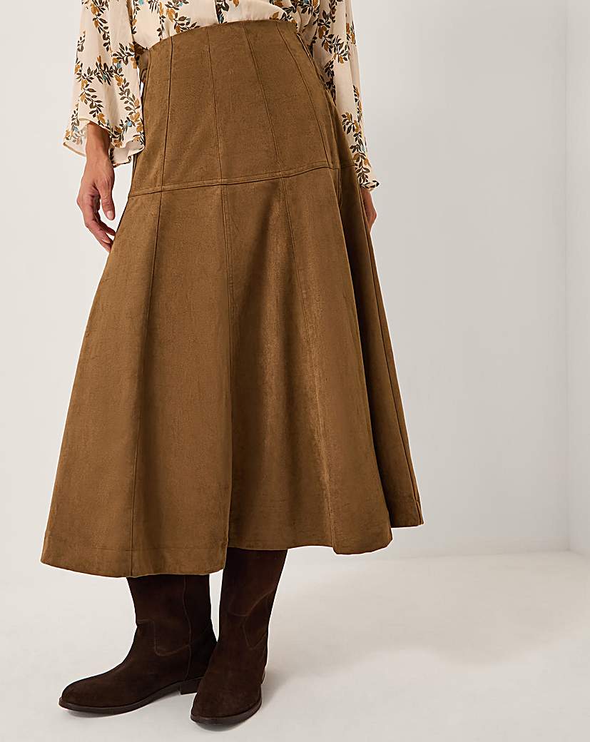 New In - Monsoon Macy Suedette A-Line Midi Skirt