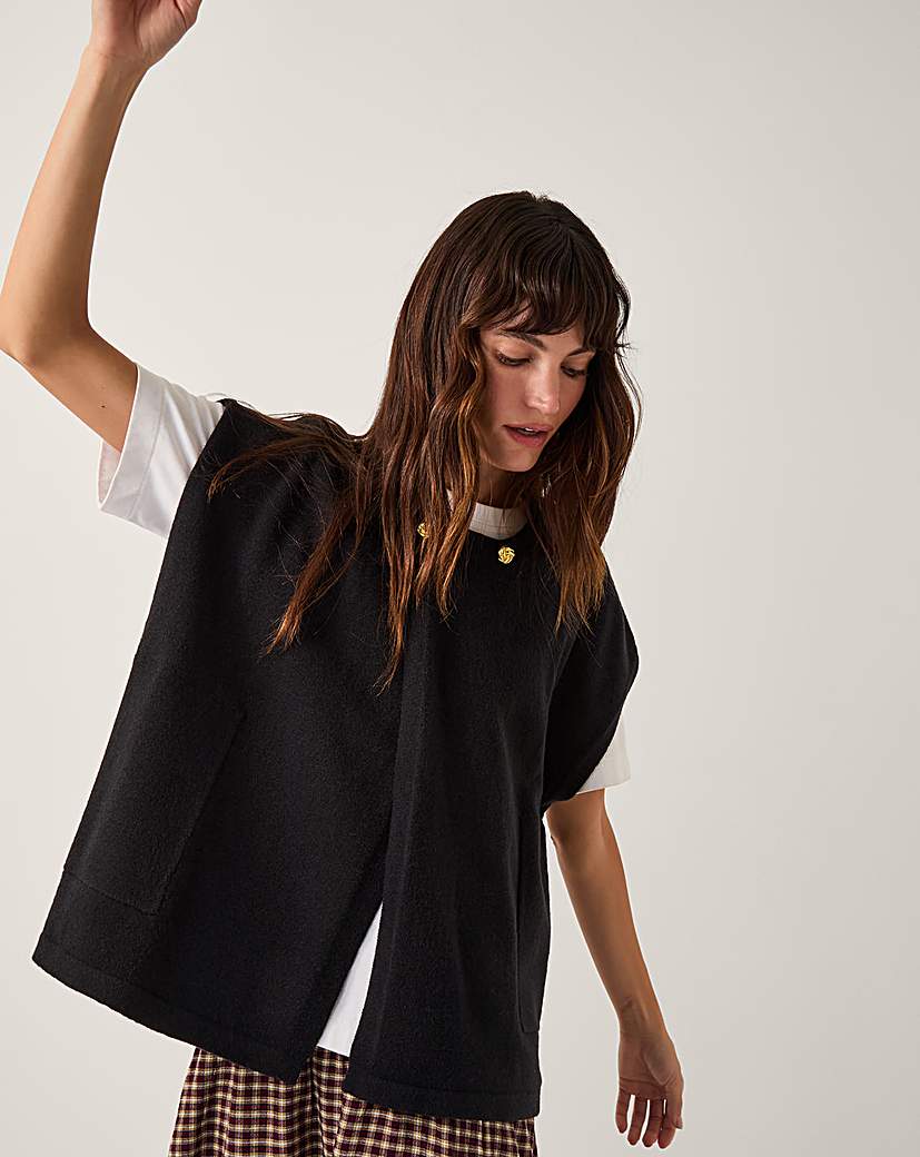 New In - Monsoon Double Breasted Knit Poncho Vest