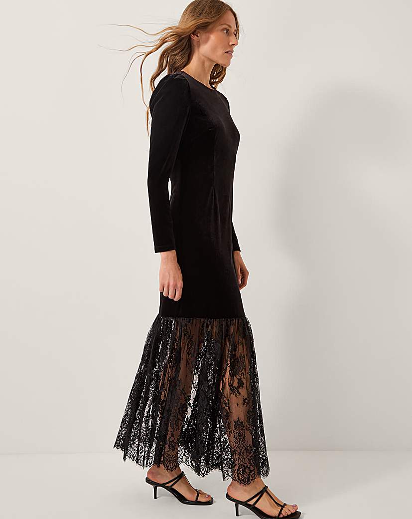 New In - Monsoon Verity Velvet Lace Maxi Dress