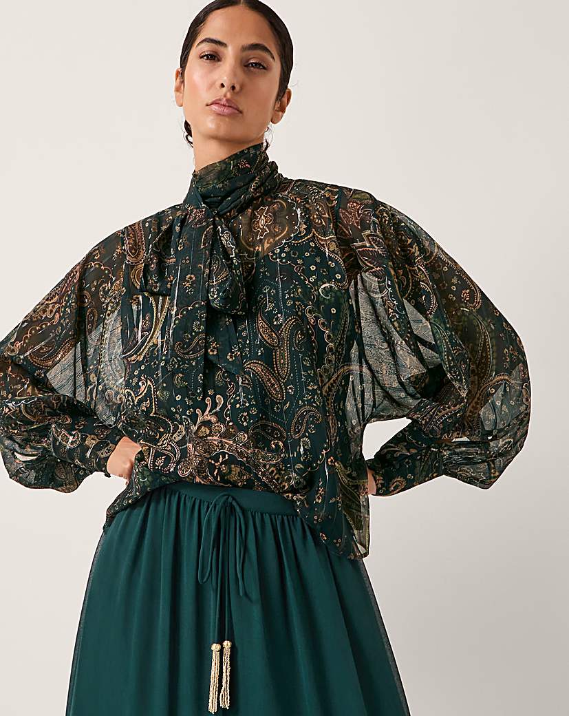 New In - Monsoon Marianna Sheer Pussybow Blouse