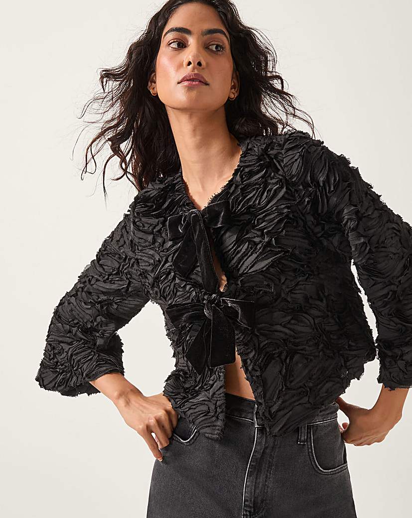 New In - Monsoon Tia Tie-Front Textured Jacket