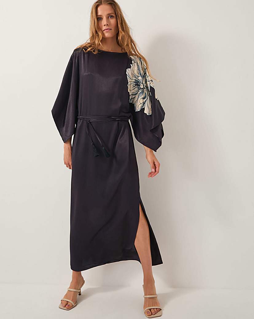 New In - Monsoon Emilia Floral Satin Kimono Dress