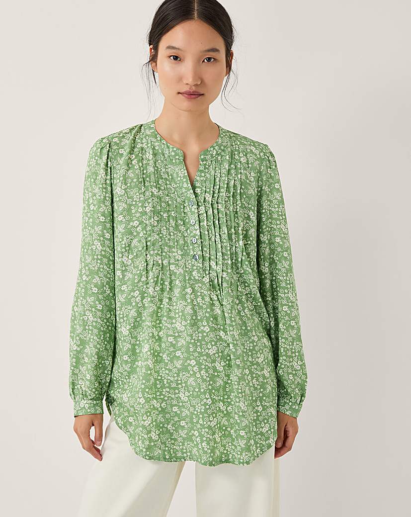 New In - Monsoon Tortie Floral Pintuck Blouse