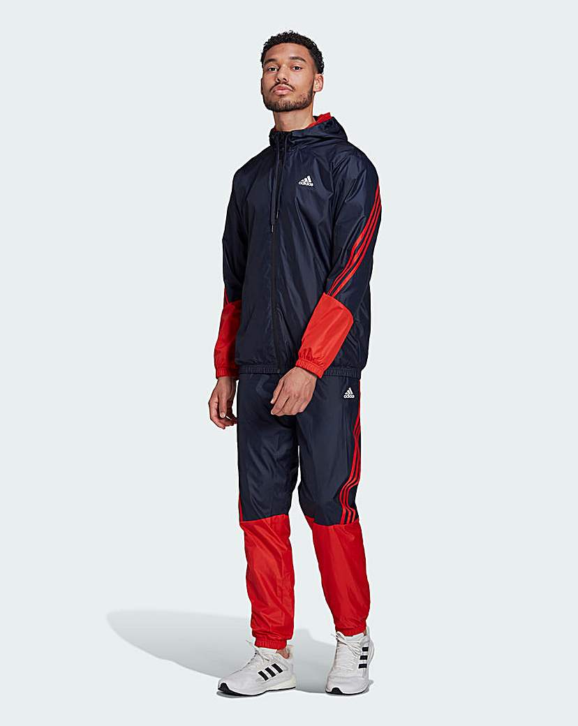 adidas Woven Hooded 3 Stripe Tracksuit