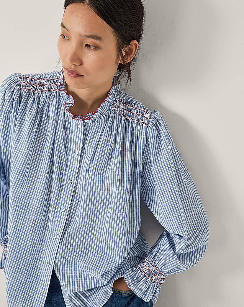 Monsoon Maeve Ruffle Stripe Shirt Blue Monsoon …