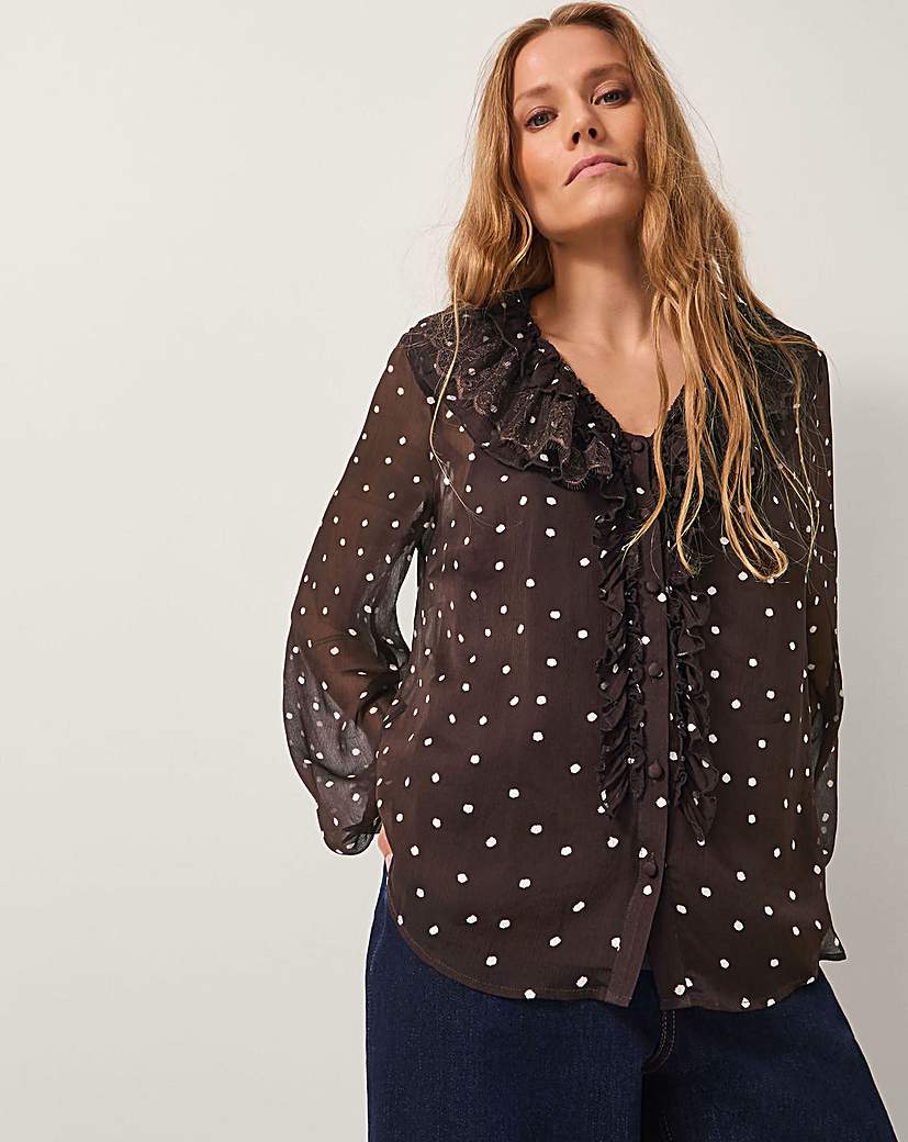 New In - Monsoon Mackie Polka Dot Ruffle Blouse