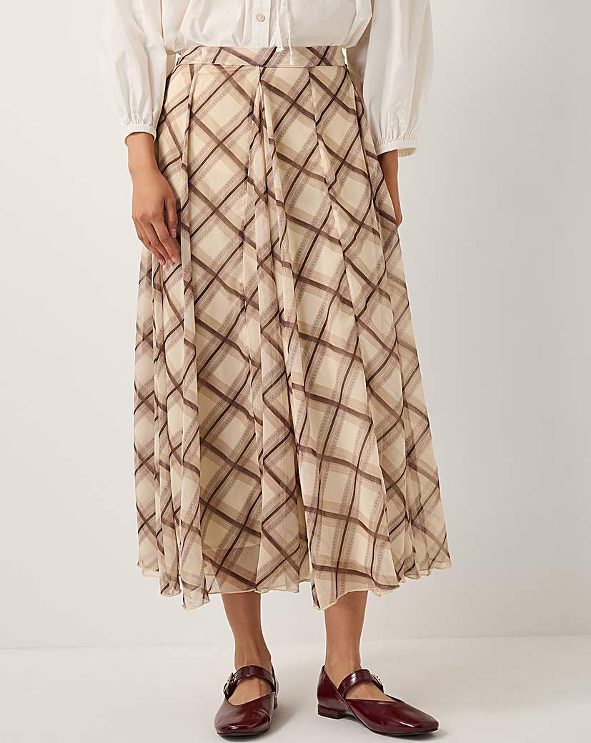 New In - Monsoon Chelsea Check Print Midi Skirt
