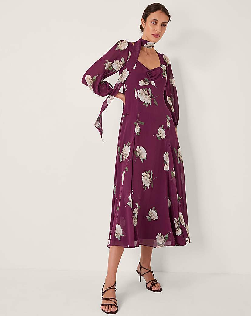 New In - Monsoon Amber Floral Midi Dress & Scarf