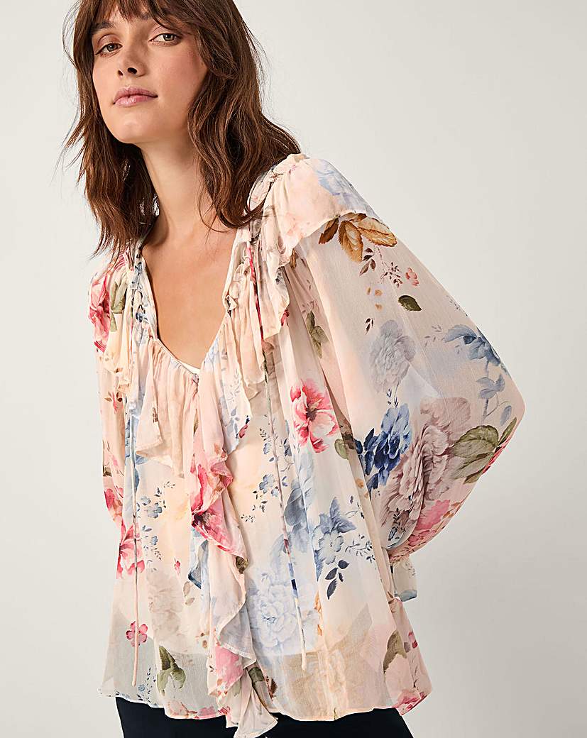 New In - Monsoon Sasha Floral Ruffle Blouse