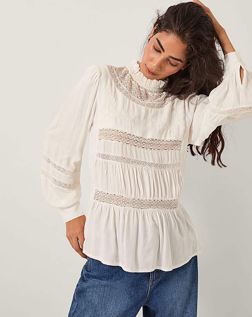 New In - Monsoon Lila Lace Panel Blouse