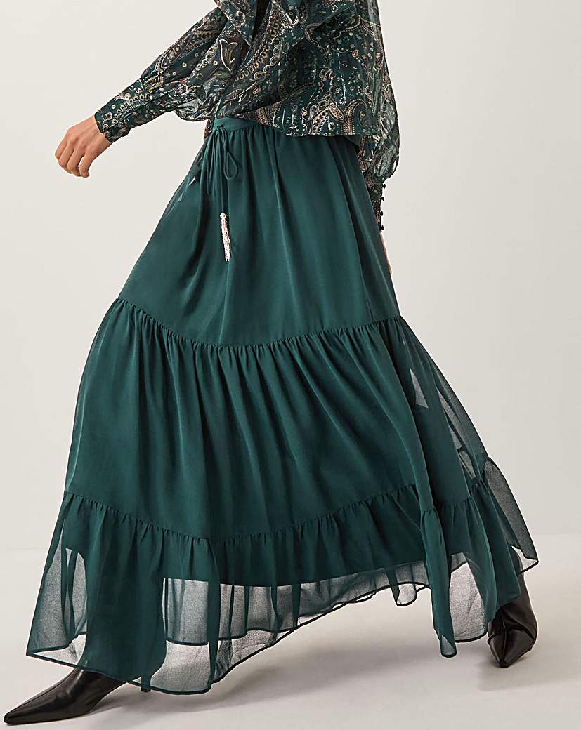 New In - Monsoon Holly Tiered Chiffon Maxi Skirt