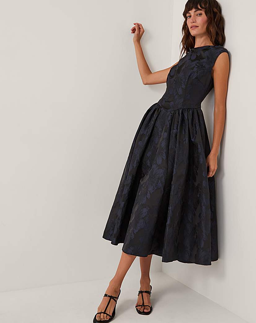 New In - Monsoon Jayda Floral Jacquard Midi Dress
