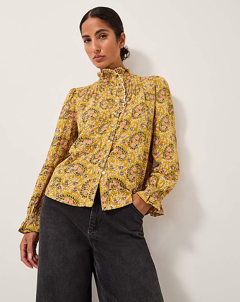 New In - Monsoon Mabel Paisley Jersey Frill Shirt