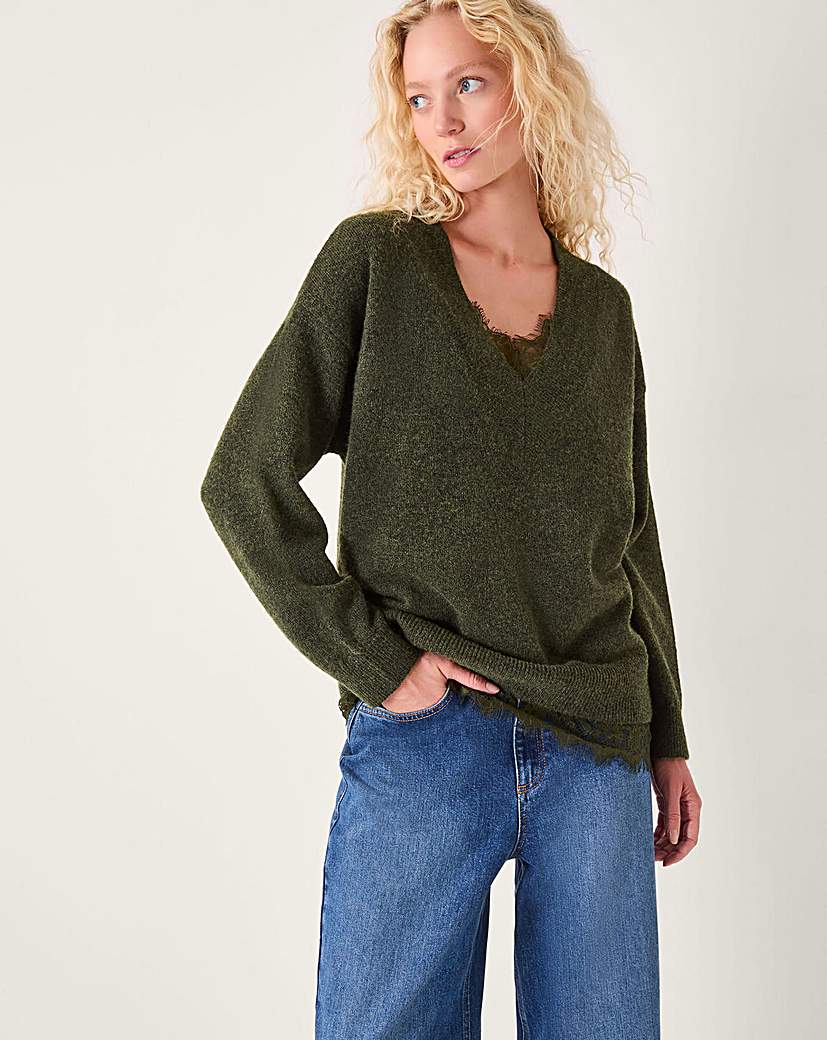 New In - Monsoon Leanne Lace V-Neck Jumper
