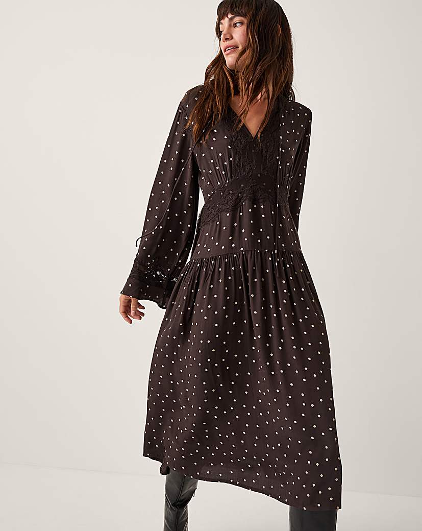 New In - Monsoon Mackie Polka Dot Lace Midi Dress