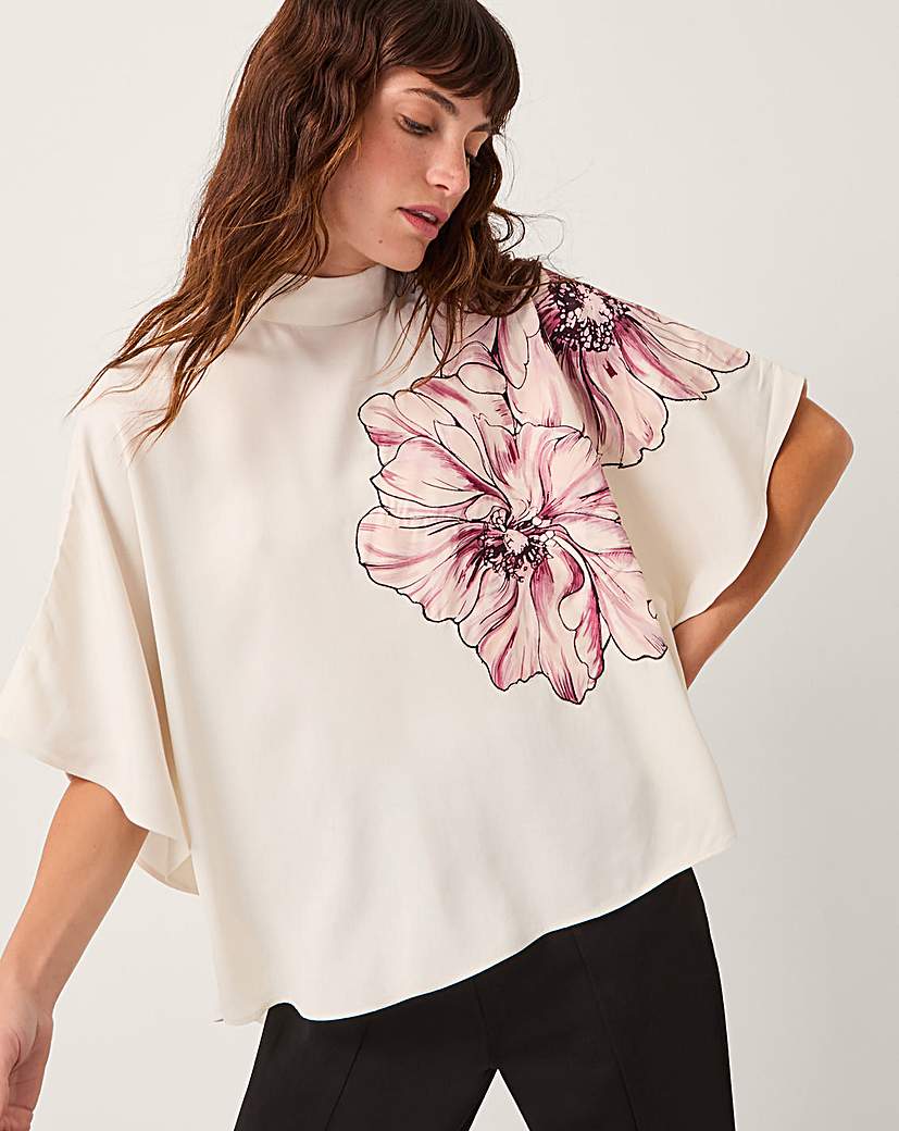 New In - Monsoon Emilia Flower Cape Sleeve Top