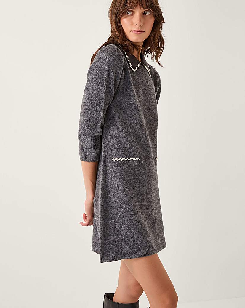 New In - Monsoon Ebony Collar Knit Mini Dress