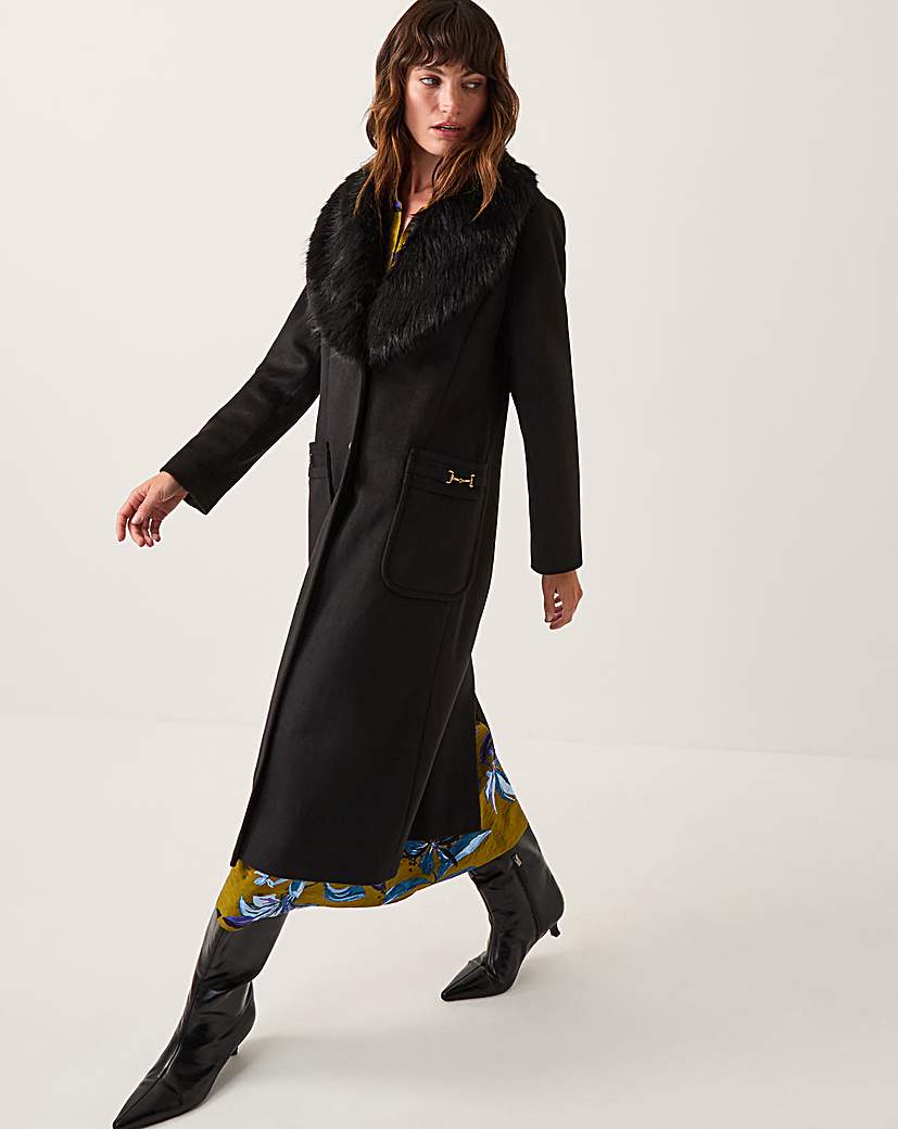 New In - Monsoon Fearne Faux Fur Collar Long Coat