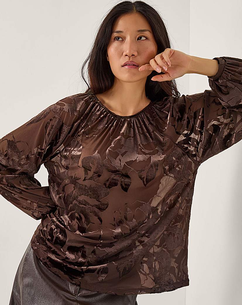 New In - Monsoon Dua Floral Devore Blouse