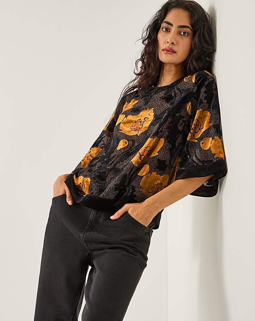 New In - Monsoon Reese Devore Polka Dot Top