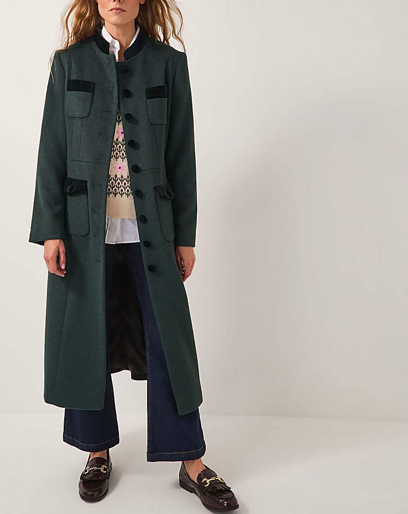 New In - Monsoon Viv Velvet Trim Military Coat