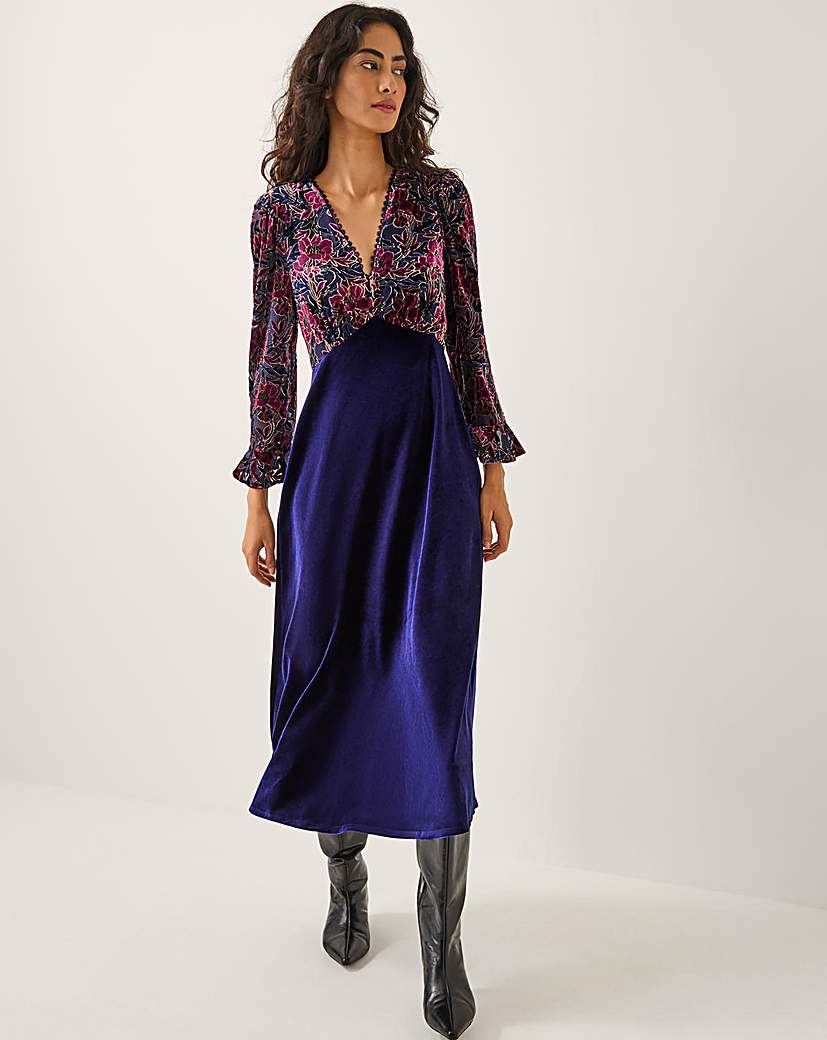 New In - Monsoon Milena Floral Velvet Midi Dress