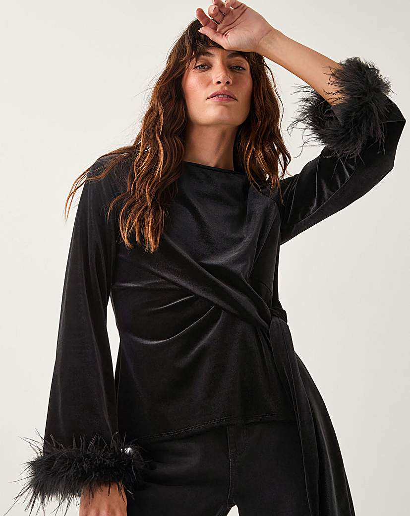 New In - Monsoon Freya Feather Velvet Top