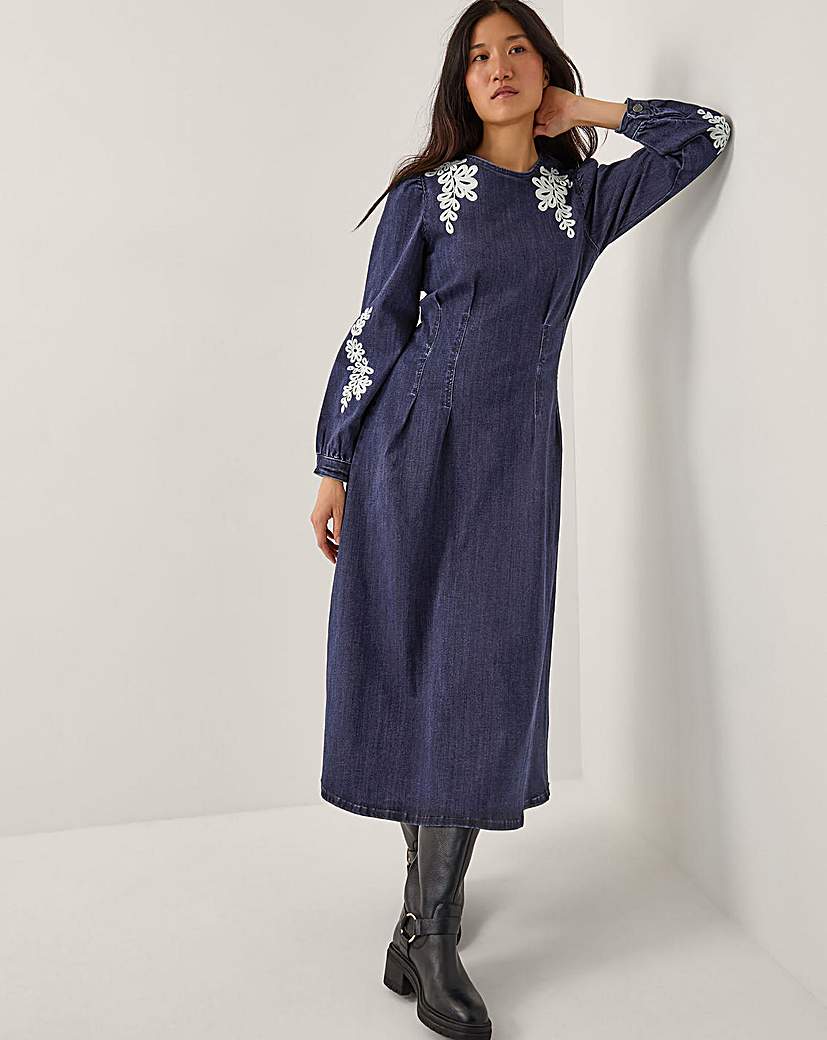 New In - Monsoon Eileen Denim Midi Dress