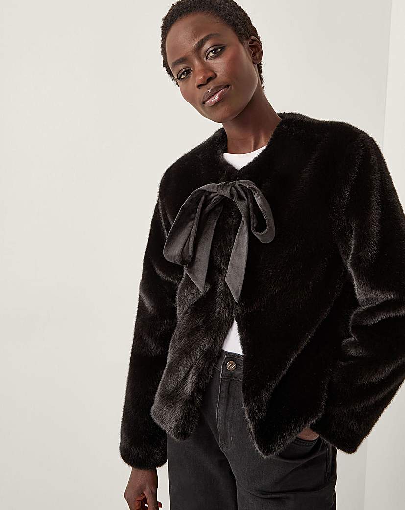 New In - Monsoon Farah Bow Faux Fur Jacket