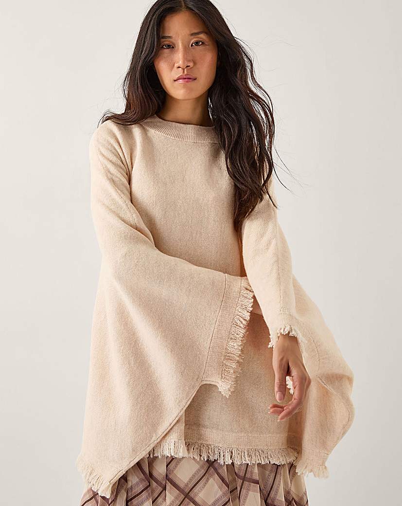 New In - Monsoon Fay Fringe Trim Poncho