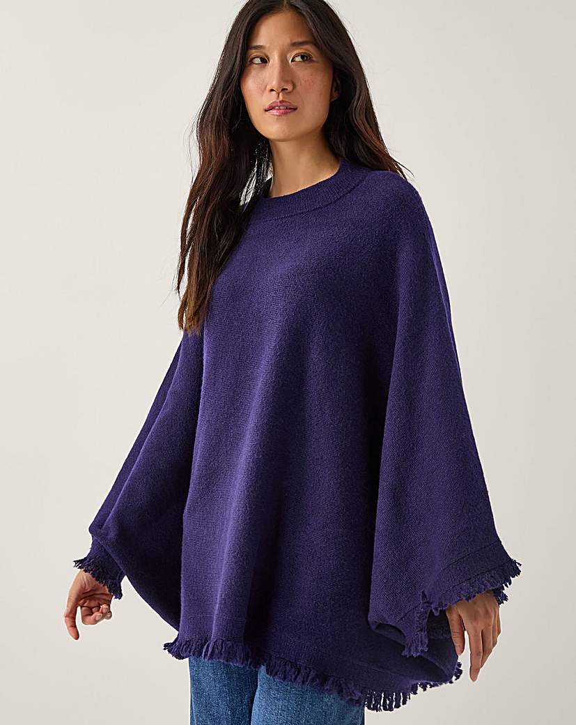 New In - Monsoon Fay Fringe Trim Poncho